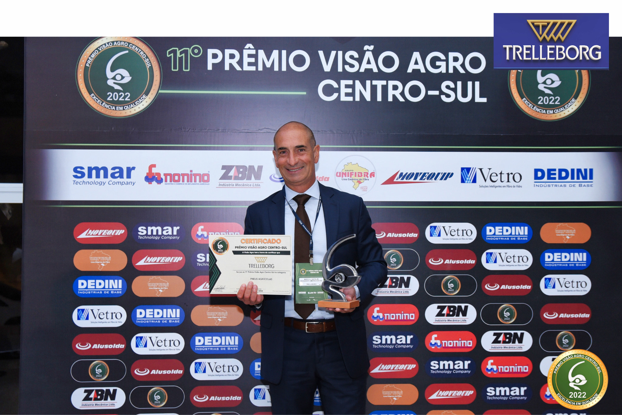 Trelleborg é eleita o “Melhor Pneu Agrícola” do Brasil no Prêmio Visão Agro Centro-Sul