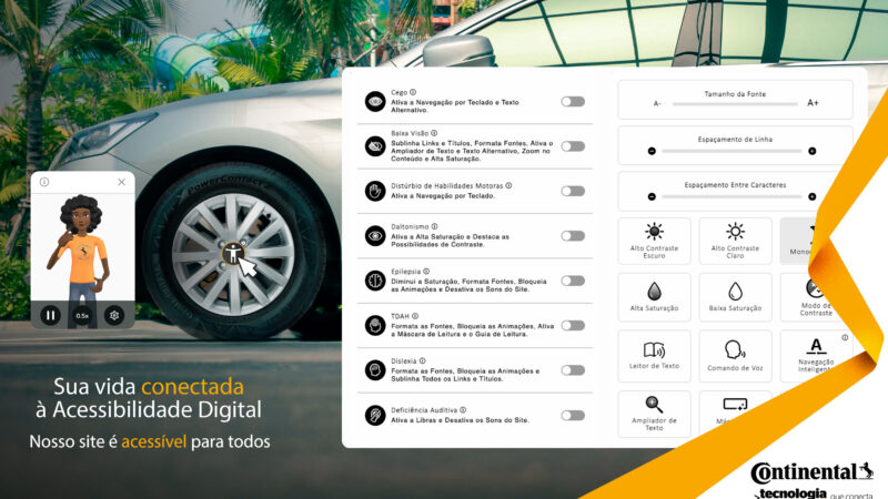 Continental é a primeira fabricante de pneus no país a oferecer website acessível